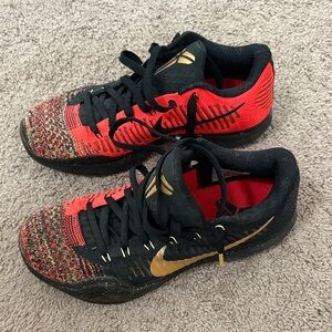 Nike Low Top Basketball Sneakers - Red, Black & Gold Accents